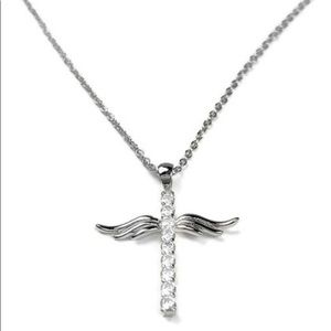 Boho angel cross pendant with necklace